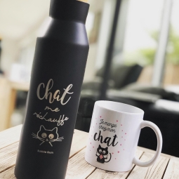 Bouteille isotherme - Chat me réchauffe