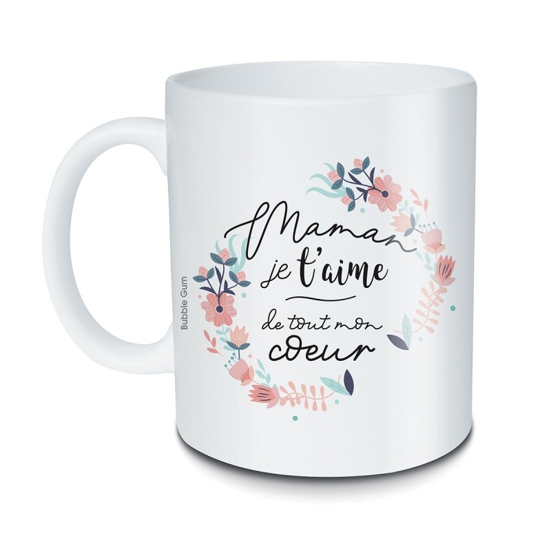 Tasse-Mug Maman Je t'Aime de Tout Mon Cœur- Idée Cadeau Maman