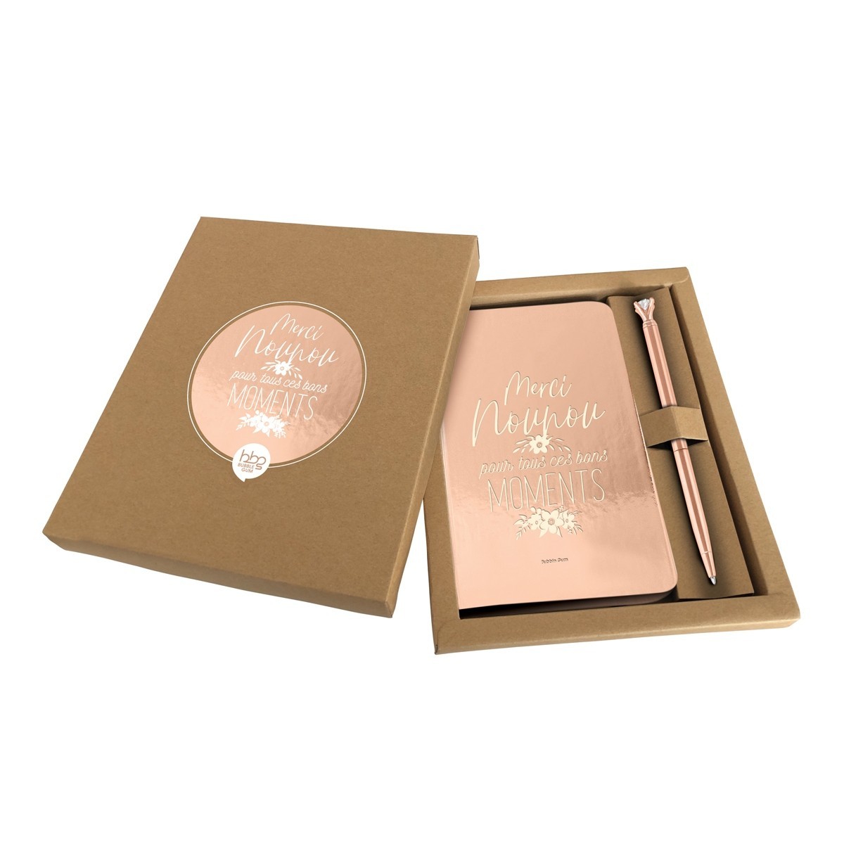 Coffret Carnet Stylo Or Rose Merci Nounou Pour Ces Bons Moments