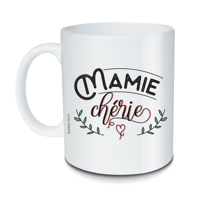 Coffret Cadeau Mug Et Porte-Clés "Mamie Chérie" - Céramique Blanche Avec Message - Idéal Pour Fêtes Des Grands-Mères