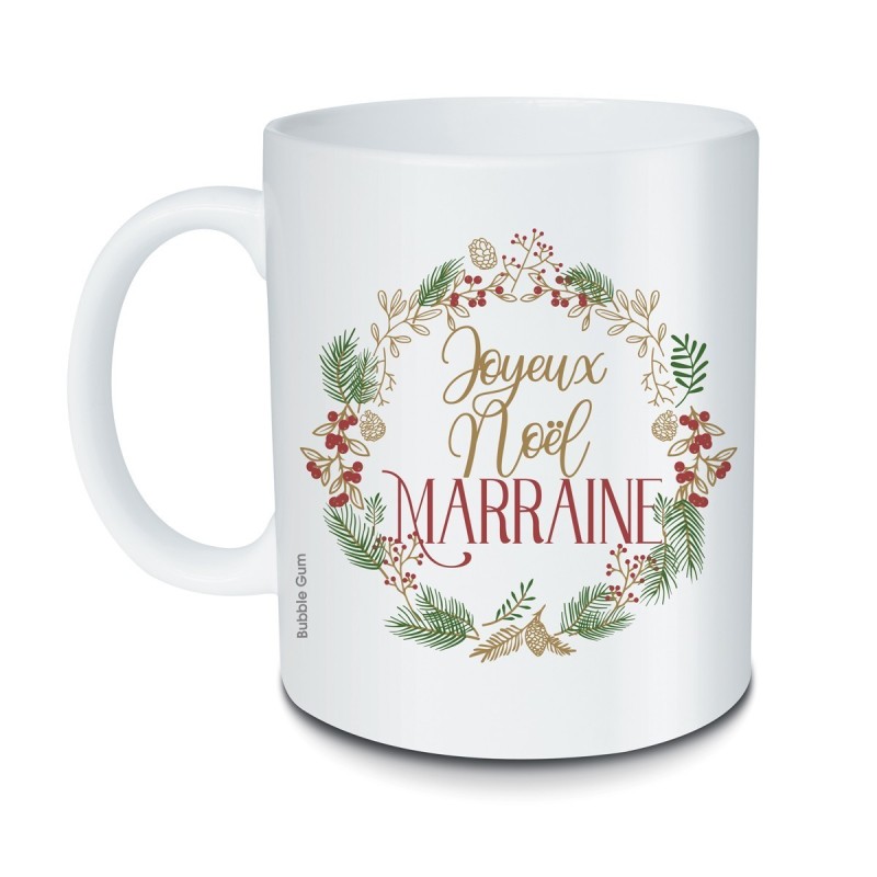 Mug Noël- Joyeux noël Marraine couronne