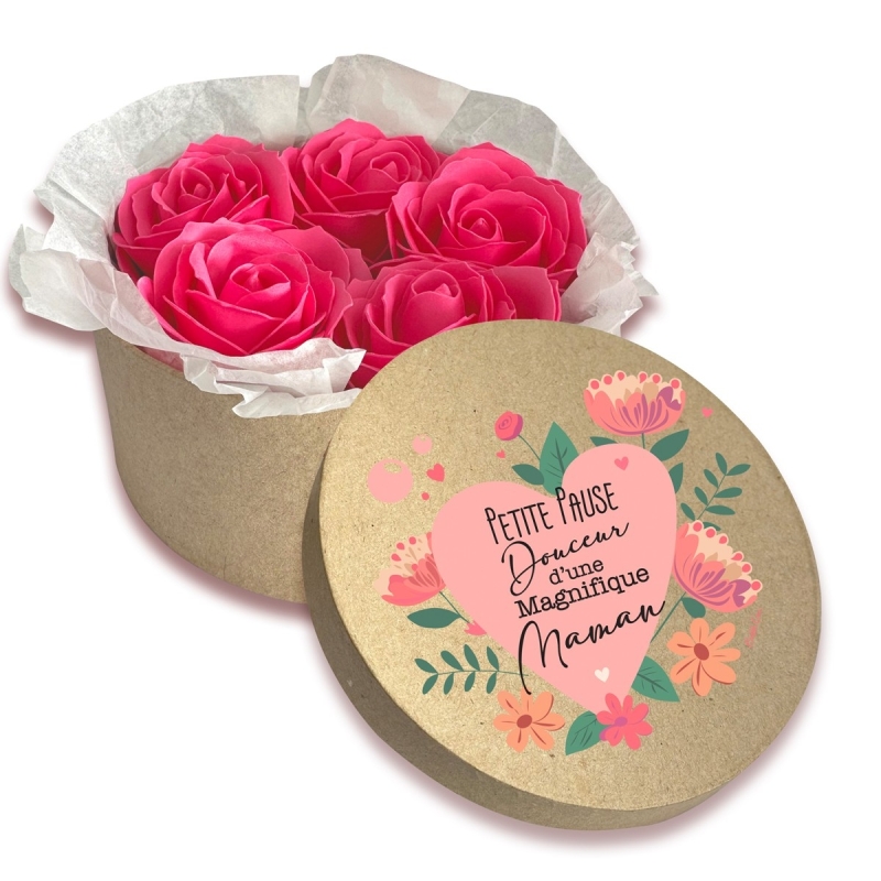 Boîte de 5 roses de bain parfumées - Petite pause douceur d’une super maman